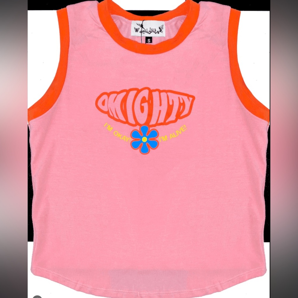 o-mighty pink and orange tank size Large